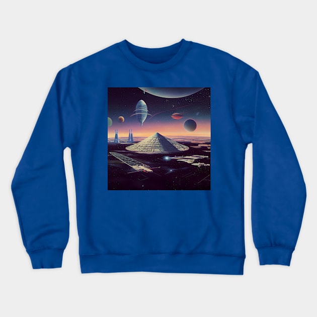 Interplanetary Spaceport Crewneck Sweatshirt by Grassroots Green